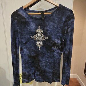 INC Top Women M Blue Black